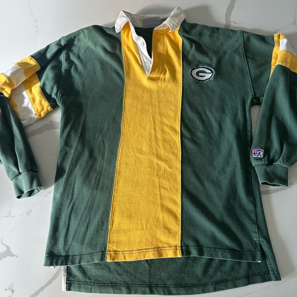 Vintage The Game Men’s Green Bay Packers Rugby Style Shirt-Size Medium